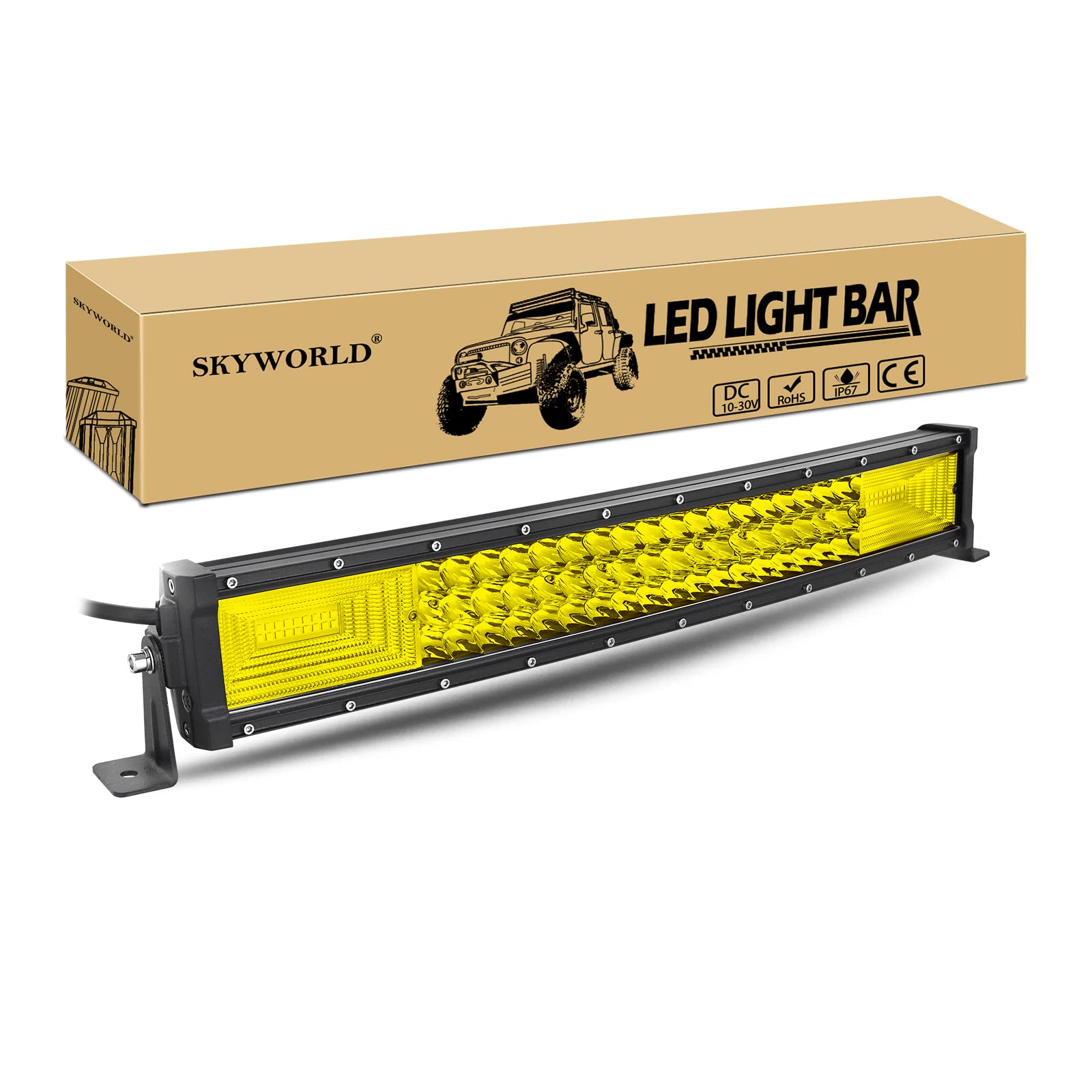 SKYWORLD Gebogen LED Arbeitsscheinwerfer Bar, Dreireihig 22 Zoll 55.8cm 270W Scheinwerfer Flutlicht combo Offroad Beleuchtung für 4x4 SUV ATV UTV Auto traktor Bagger LKW KFZ Gelb 12V 24V SKYWORLD Gebogen LED Arbeitsscheinwerfer Bar, Dreireihig 22 Zoll 55.8cm 270W Scheinwerfer Flutlicht combo Offroad Beleuchtung für 4x4 SUV ATV UTV Auto traktor Bagger LKW KFZ Gelb 12V 24V von SKYWORLD