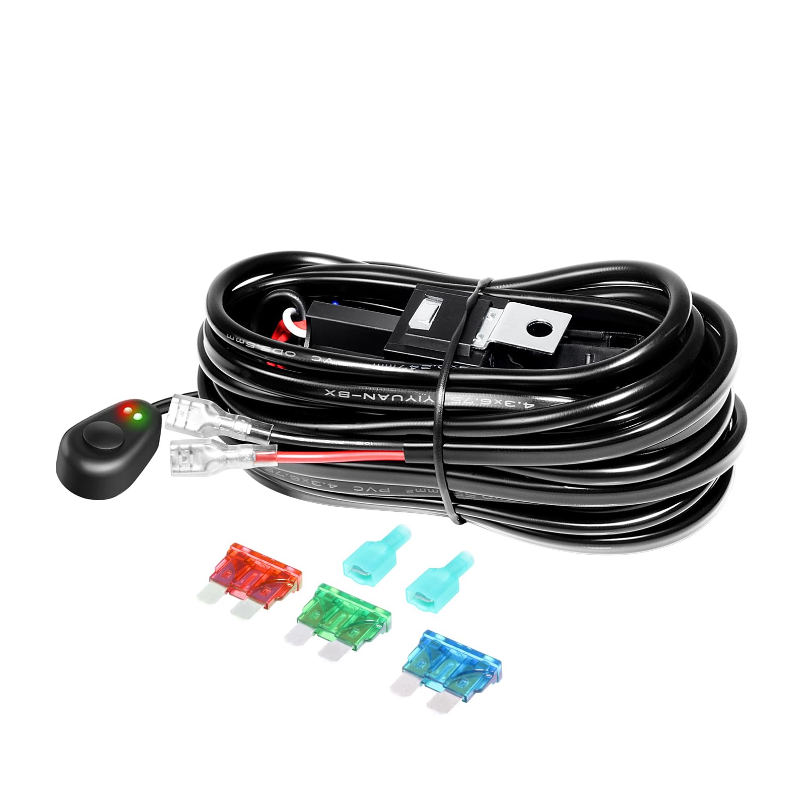 SKYWORLD Kabelbaum-Kit 1 Kabel 10ft für LED-Arbeitslichtleiste 12V Kabel EIN/AUS-Schalter Relais-Kabelbaum-Kit für ATV-Geländewagen UTV von SKYWORLD