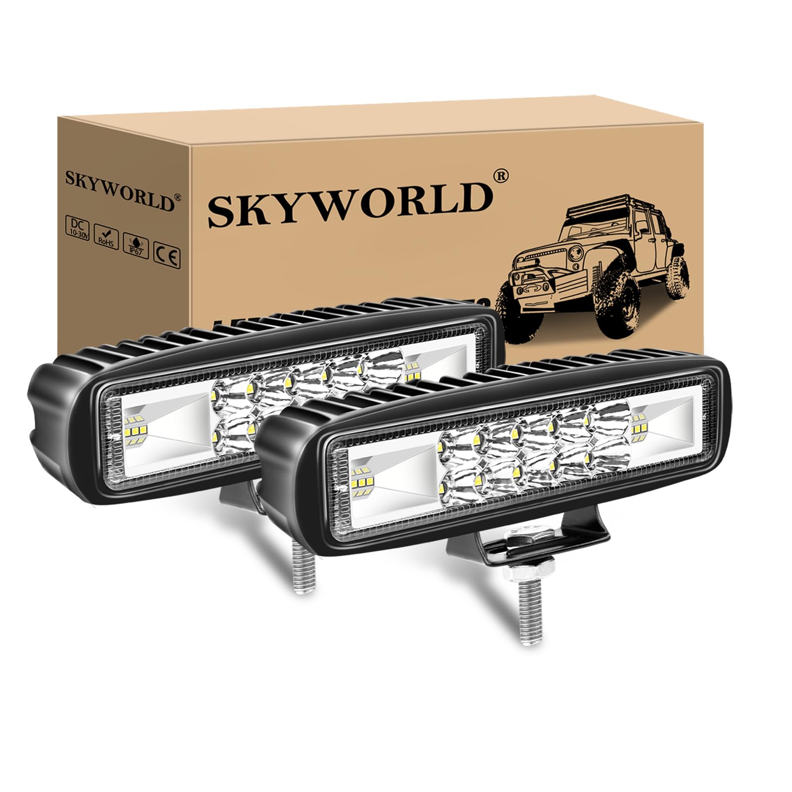 SKYWORLD LED Arbeitsscheinwerfer, 2PCS 6 Zoll 24W Zusatzscheinwerfer Offroad Scheinwerfer 12V 24V Rückfahrscheinwerfer für 4x4 Truck Traktor Bagger SUV UTV ATV LKW, 6000K Weiß LED Arbeitslicht SKYWORLD LED Arbeitsscheinwerfer, 2PCS 6 Zoll 24W Zusatzscheinwerfer Offroad Scheinwerfer 12V 24V Rückfahrscheinwerfer für 4x4 Truck Traktor Bagger SUV UTV ATV LKW, 6000K Weiß LED Arbeitslicht von SKYWORLD