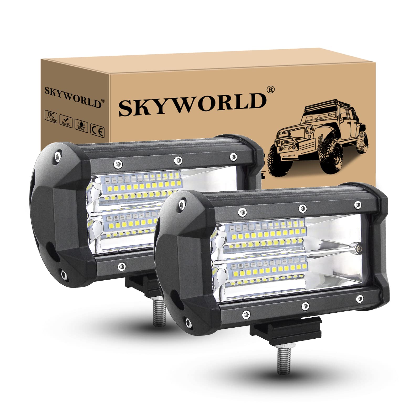 SKYWORLD 2Pcs Led Arbeitsscheinwerfer, 5 Zoll 13 cm 72W LED Scheinwerfer 12V 24V Flutlicht Zusatzscheinwerfer Wasserdicht Arbeitslicht Rückfahrscheinwerfer für Auto Traktor Offroad SUV UTV ATV SKYWORLD 2Pcs Led Arbeitsscheinwerfer, 5 Zoll 13 cm 72W LED Scheinwerfer 12V 24V Flutlicht Zusatzscheinwerfer Wasserdicht Arbeitslicht Rückfahrscheinwerfer für Auto Traktor Offroad SUV UTV ATV von SKYWORLD