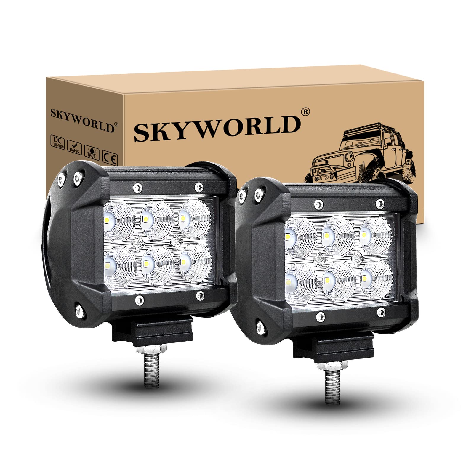 SKYWORLD Auto LED Zusazuscheinwefer 2 x 18W Arbeitslicht LED Light Bar Scheinwerfer Offroad Flutlicht Wasserdicht IP67 Lastwagen Kabine ATV UTV SUV Boot 12V 24V SKYWORLD Auto LED Zusazuscheinwefer 2 x 18W Arbeitslicht LED Light Bar Scheinwerfer Offroad Flutlicht Wasserdicht IP67 Lastwagen Kabine ATV UTV SUV Boot 12V 24V von SKYWORLD