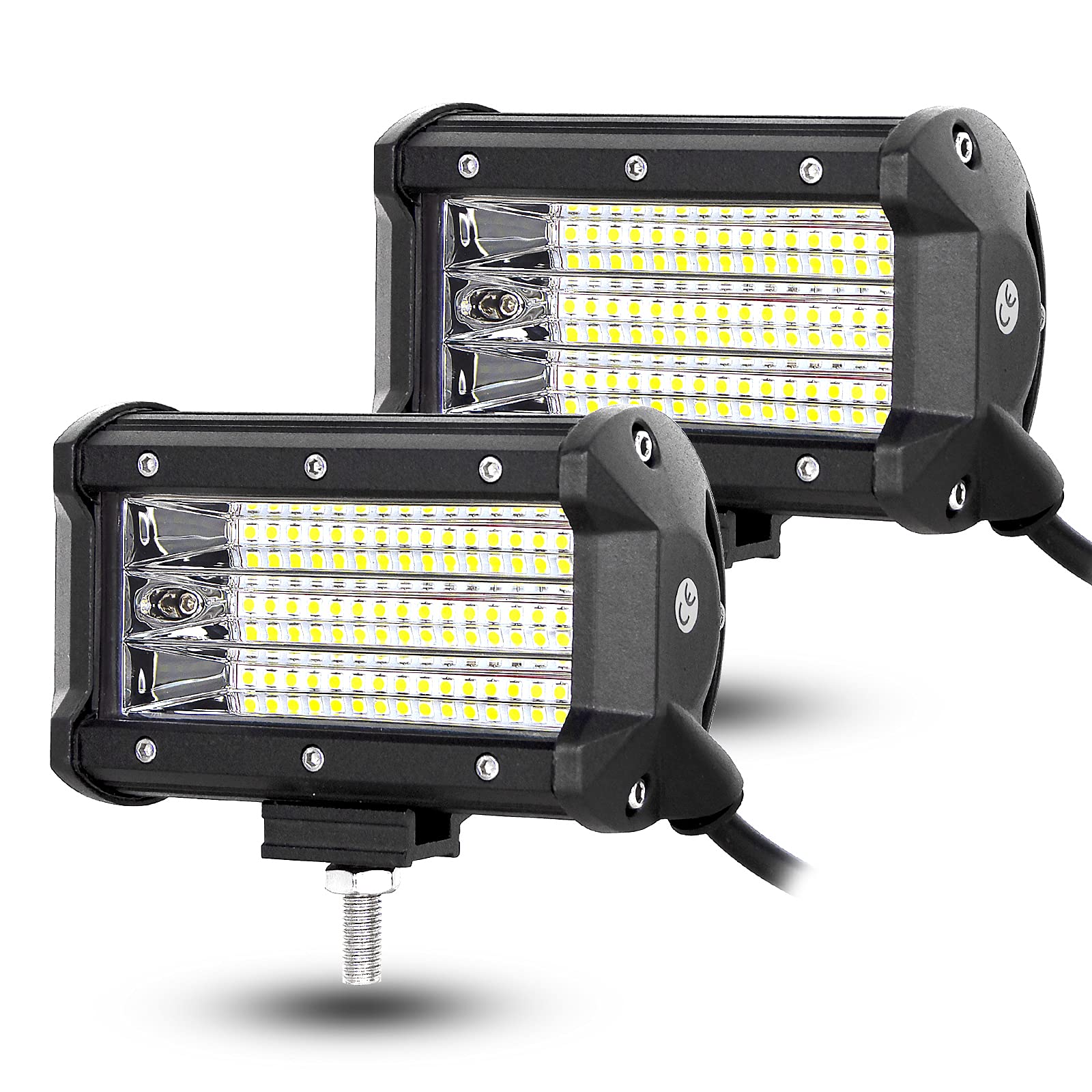 SKYWORLD LED Lichtleiste, 2 Stück 5 Zoll 135W 9D dreireihig gerade Flutlichtstrahl LED Lichtleiste Fahrarbeit Offroad Lichter Nebelscheinwerfer für LKW ATV UTV SUV von SKYWORLD