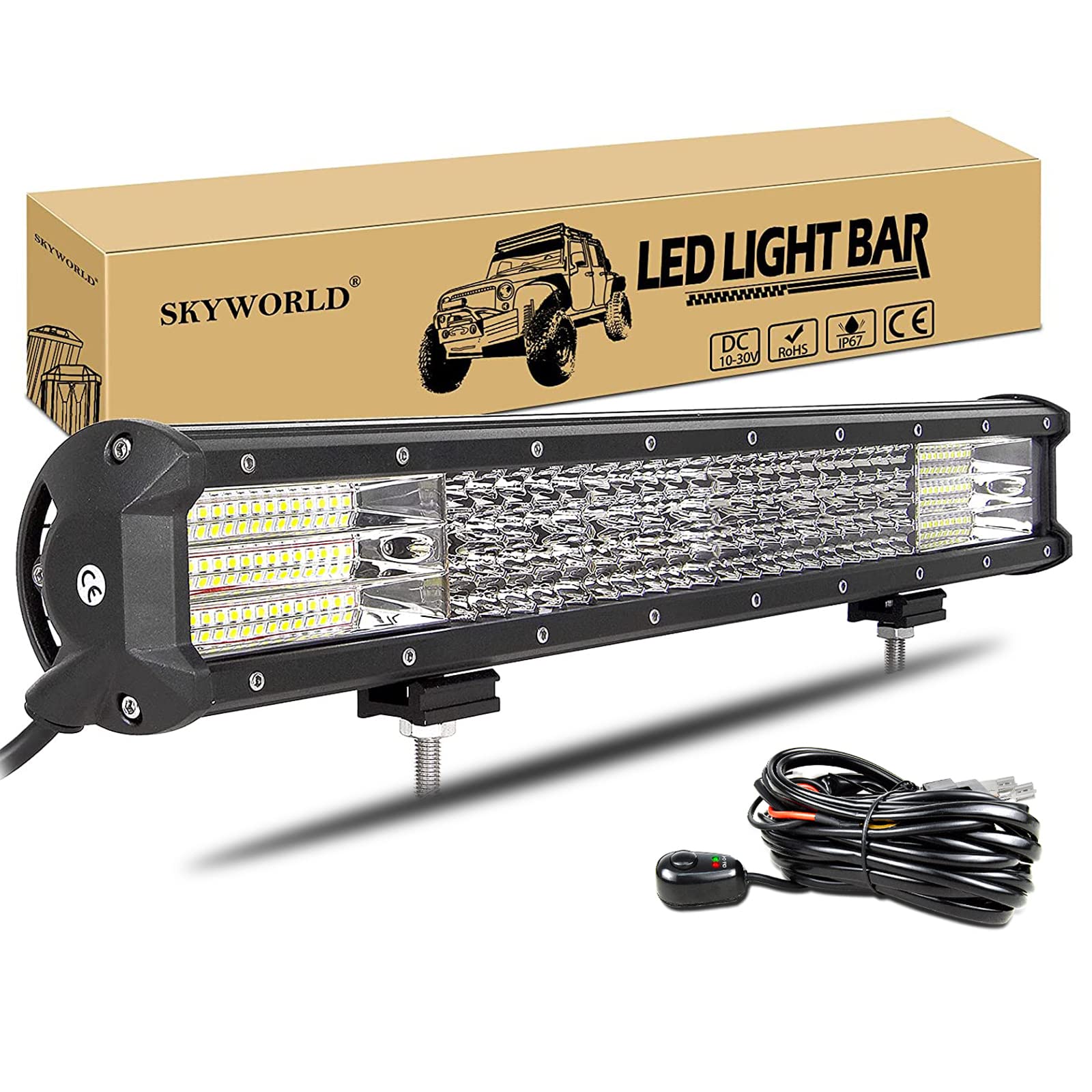 12 Zoll Quad Row LED Lichtbalken Arbeitsscheinwerfer 12/24V Lightbar Offroad 4x4 