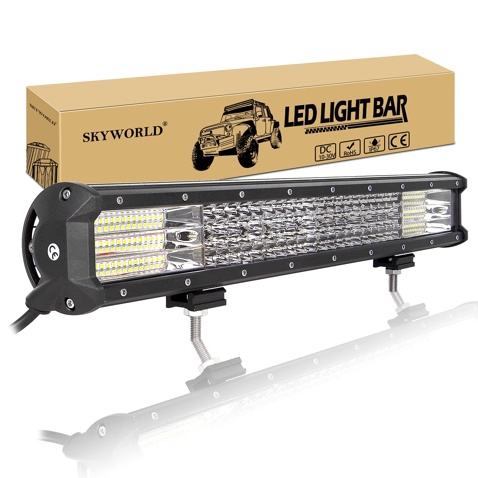 SKYWORLD LED-Lichtleiste, 20 Zoll 510W 9D Vierreihig Gerade Spot Flood Combo Beam LED-Lichtleiste Fahren Arbeitsscheinwerfer Nebelscheinwerfer für LKW ATV UTV SUV von SKYWORLD