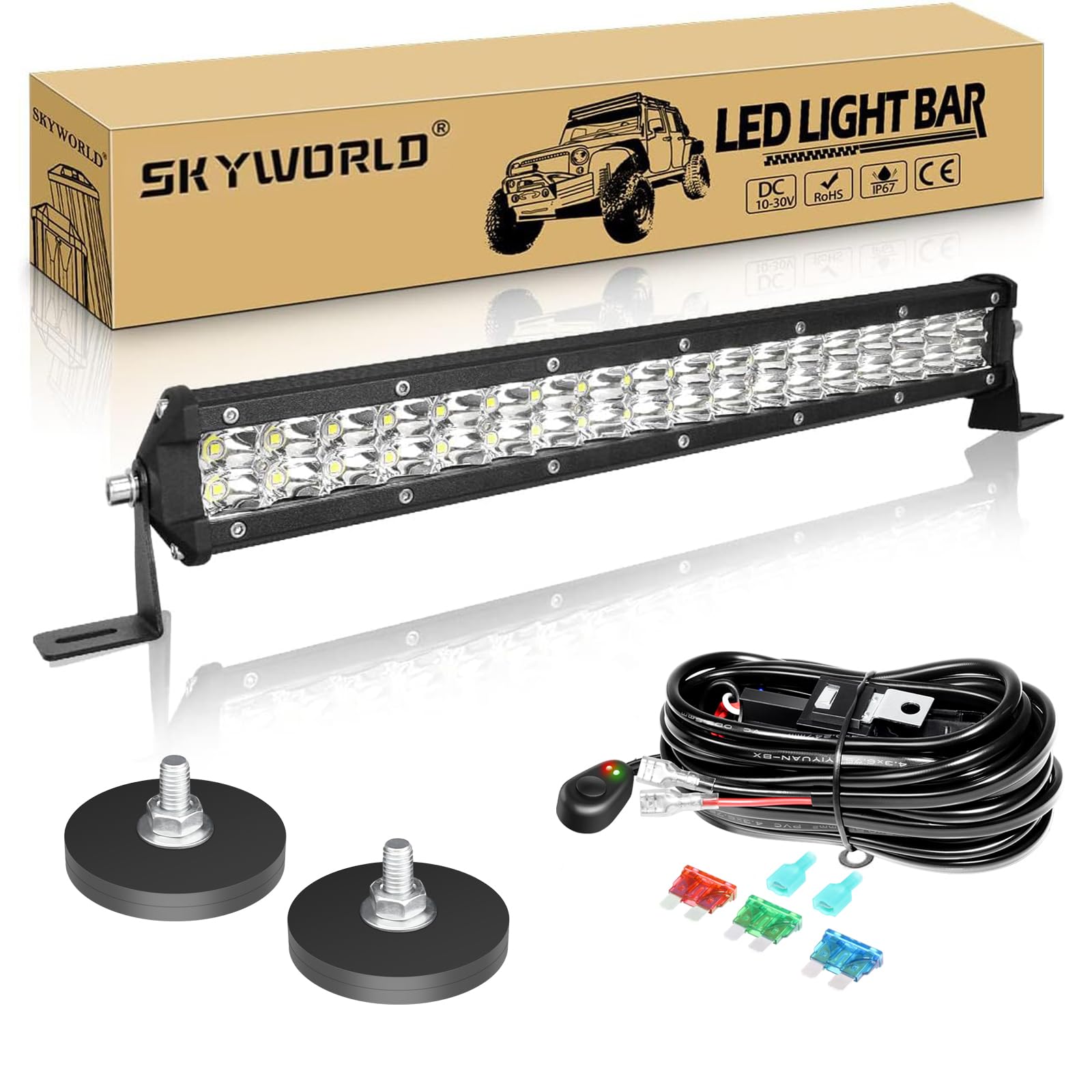 SKYWORLD LED Scheinwerfer 12V,15 Zoll 108W Spot-Flut-Kombistrahl,LED Arbeitsscheinwerfer mit Schwarzem Arbeitslicht Magnet Halterungen,Scheinwerfer Kabelbaum für Geländewagen ATV AWD SUV 4x4 Pickup SKYWORLD LED Scheinwerfer 12V,15 Zoll 108W Spot-Flut-Kombistrahl,LED Arbeitsscheinwerfer mit Schwarzem Arbeitslicht Magnet Halterungen,Scheinwerfer Kabelbaum für Geländewagen ATV AWD SUV 4x4 Pickup von SKYWORLD