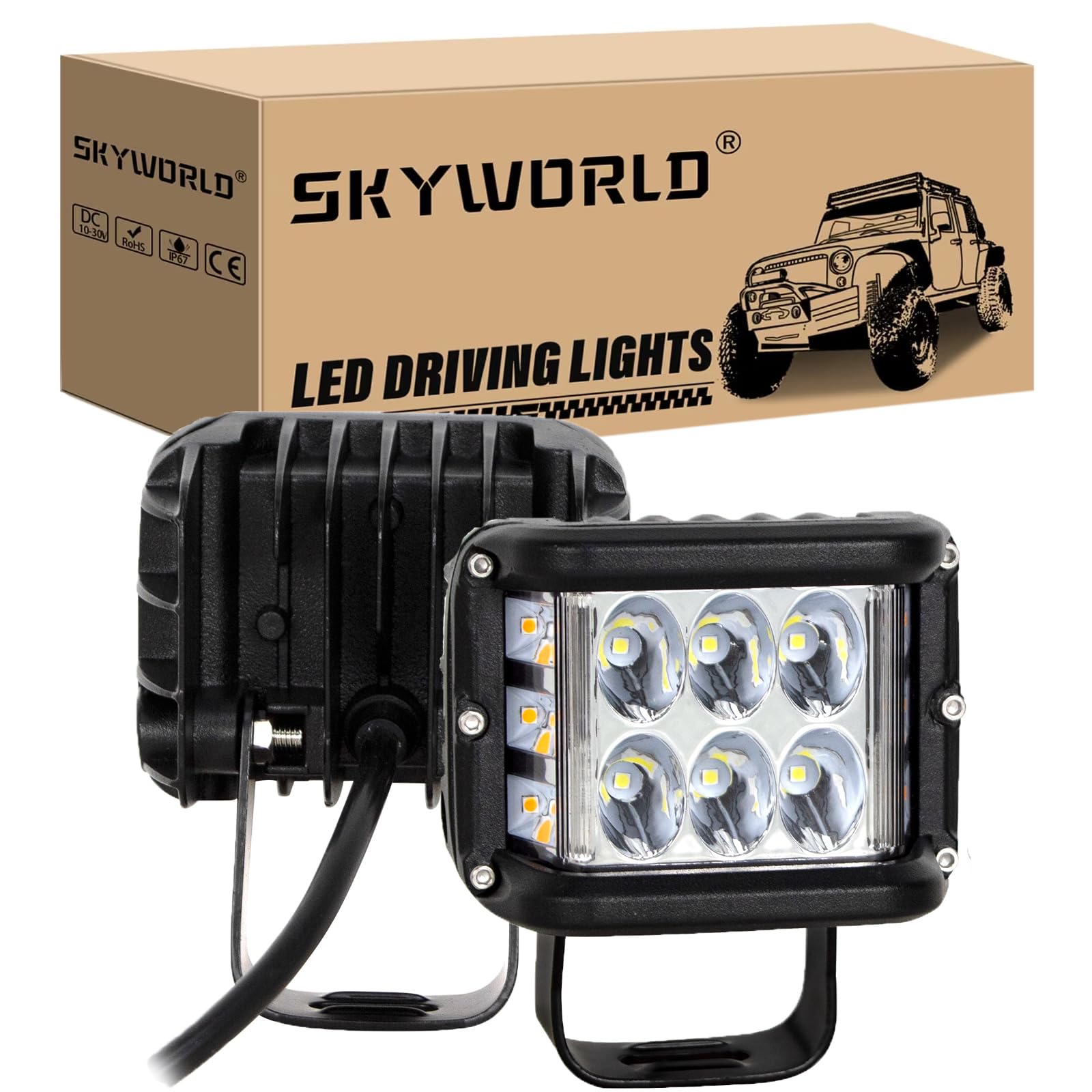 SKYWORLD 12V 60W LED Scheinwerfer, Doppelfarbe Stroboskop Arbeitsscheinwerfer, IP67 Wasserdicht, Offroad Spot Strahler für 4x4, Auto, Traktor, SUV, KFZ Fahrzeuge, 2 Stücke SKYWORLD 12V 60W LED Scheinwerfer, Doppelfarbe Stroboskop Arbeitsscheinwerfer, IP67 Wasserdicht, Offroad Spot Strahler für 4x4, Auto, Traktor, SUV, KFZ Fahrzeuge, 2 Stücke von SKYWORLD