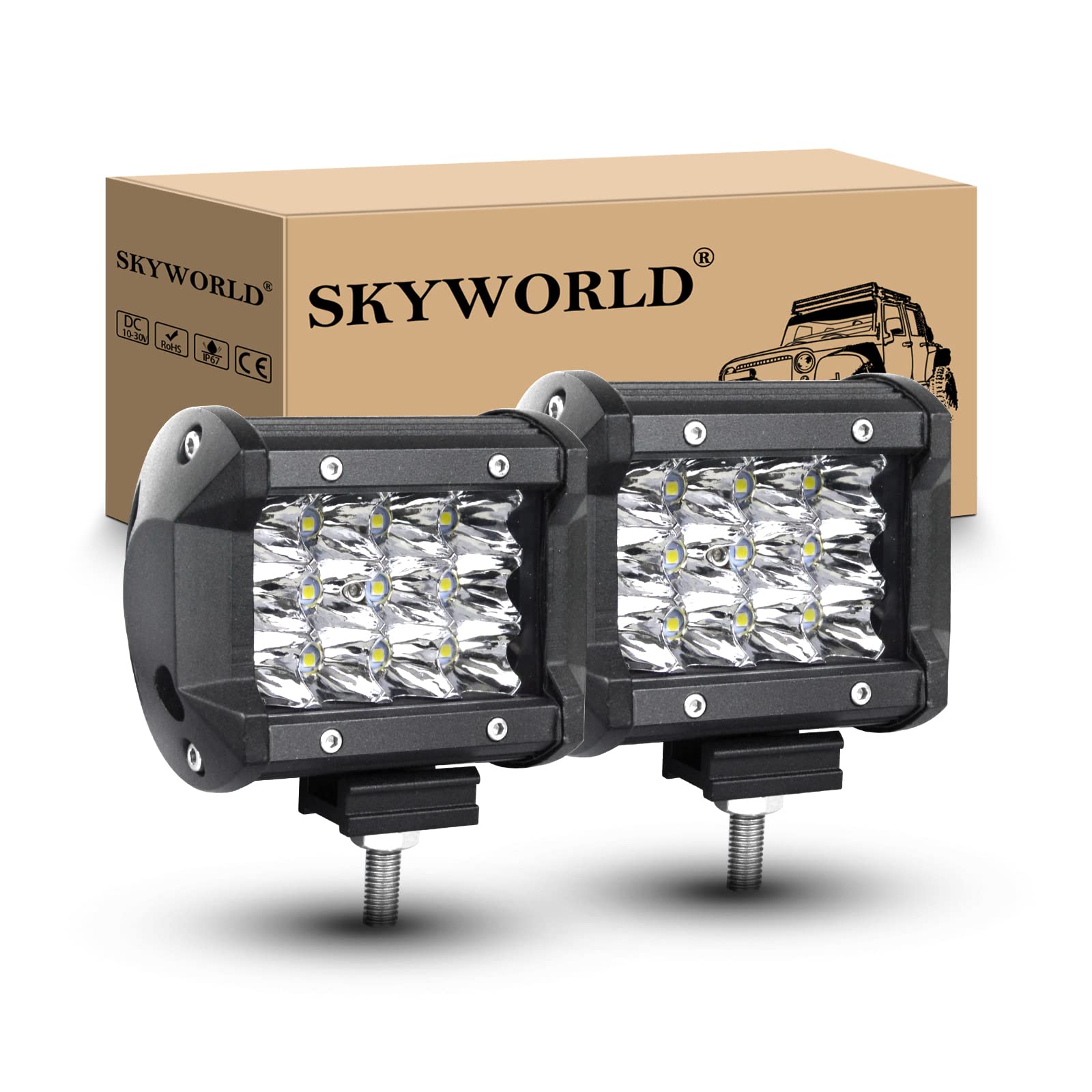 SKYWORLD 2Pcs Led Arbeitsscheinwerfer, 4 Zoll 10 cm 36W LED Scheinwerfer 12V 24V Spotlight Zusatzscheinwerfer Wasserdicht Arbeitslicht Rückfahrscheinwerfer für Auto Traktor Offroad SUV UTV ATV SKYWORLD 2Pcs Led Arbeitsscheinwerfer, 4 Zoll 10 cm 36W LED Scheinwerfer 12V 24V Spotlight Zusatzscheinwerfer Wasserdicht Arbeitslicht Rückfahrscheinwerfer für Auto Traktor Offroad SUV UTV ATV von SKYWORLD