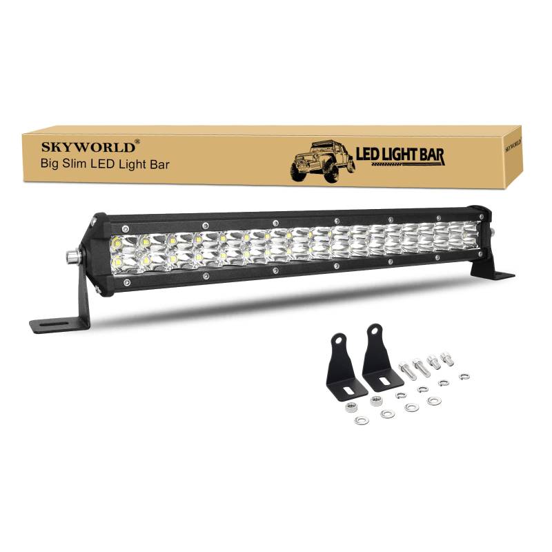 SKYWORLD 15 Zoll 38CM 108W Slim Led Arbeitsscheinwerfer Bar 12V 24V Spot Zusatzscheinwerfer Auto Scheinwerfer Wasserdicht LED bar für 4x4 Offroad Traktor ATV UTV SUV LKW Lightbar von SKYWORLD