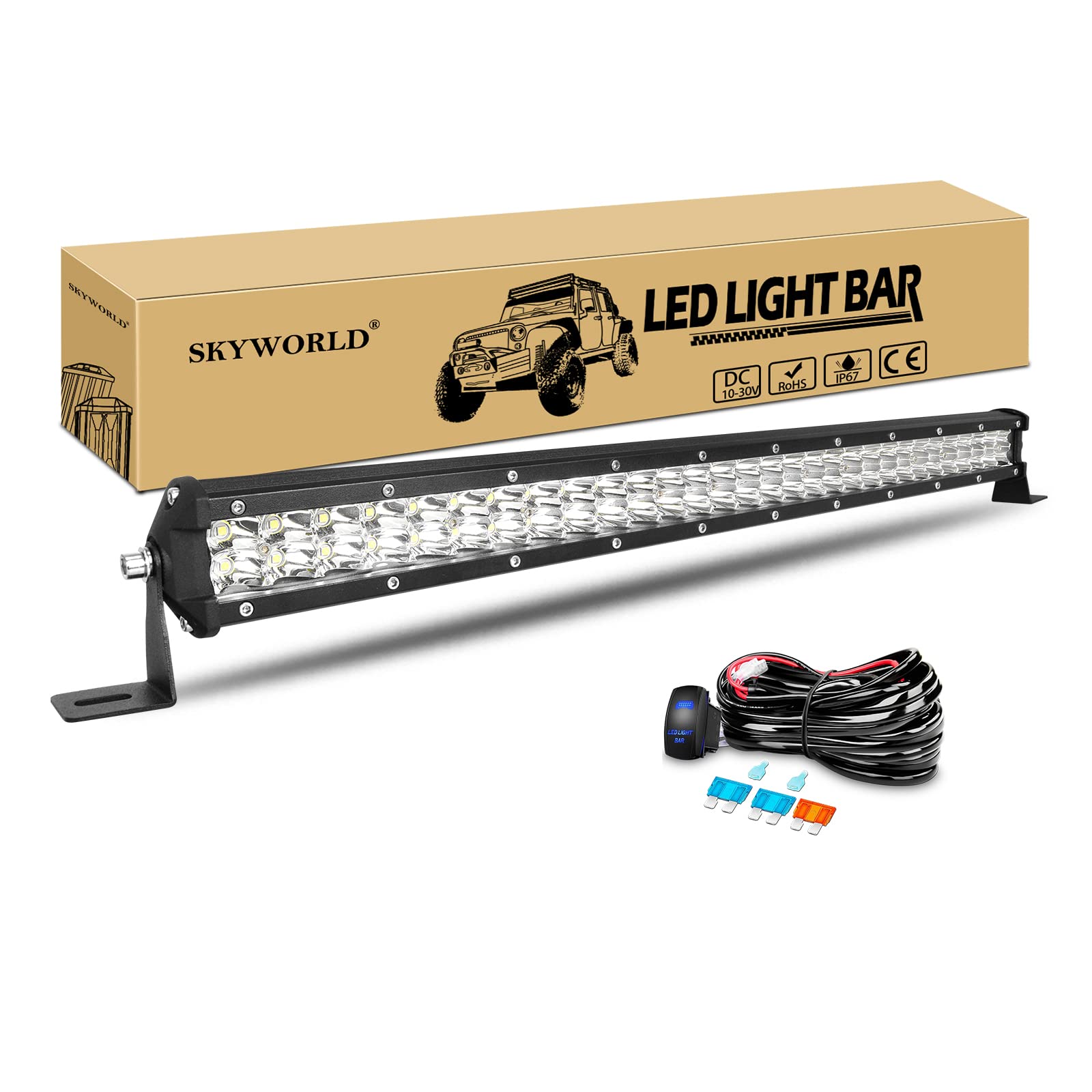 SKYWORLD Led Arbeitsscheinwerfer Bar 61cm 180W Strahler LED Scheinwerfer Spotlight Offroad Beleuchtung LED Zusatzscheinwerfer für 4x4 SUV ATV UTV Auto Traktor, mit 12V Kabelbaum SKYWORLD Led Arbeitsscheinwerfer Bar 61cm 180W Strahler LED Scheinwerfer Spotlight Offroad Beleuchtung LED Zusatzscheinwerfer für 4x4 SUV ATV UTV Auto Traktor, mit 12V Kabelbaum von SKYWORLD