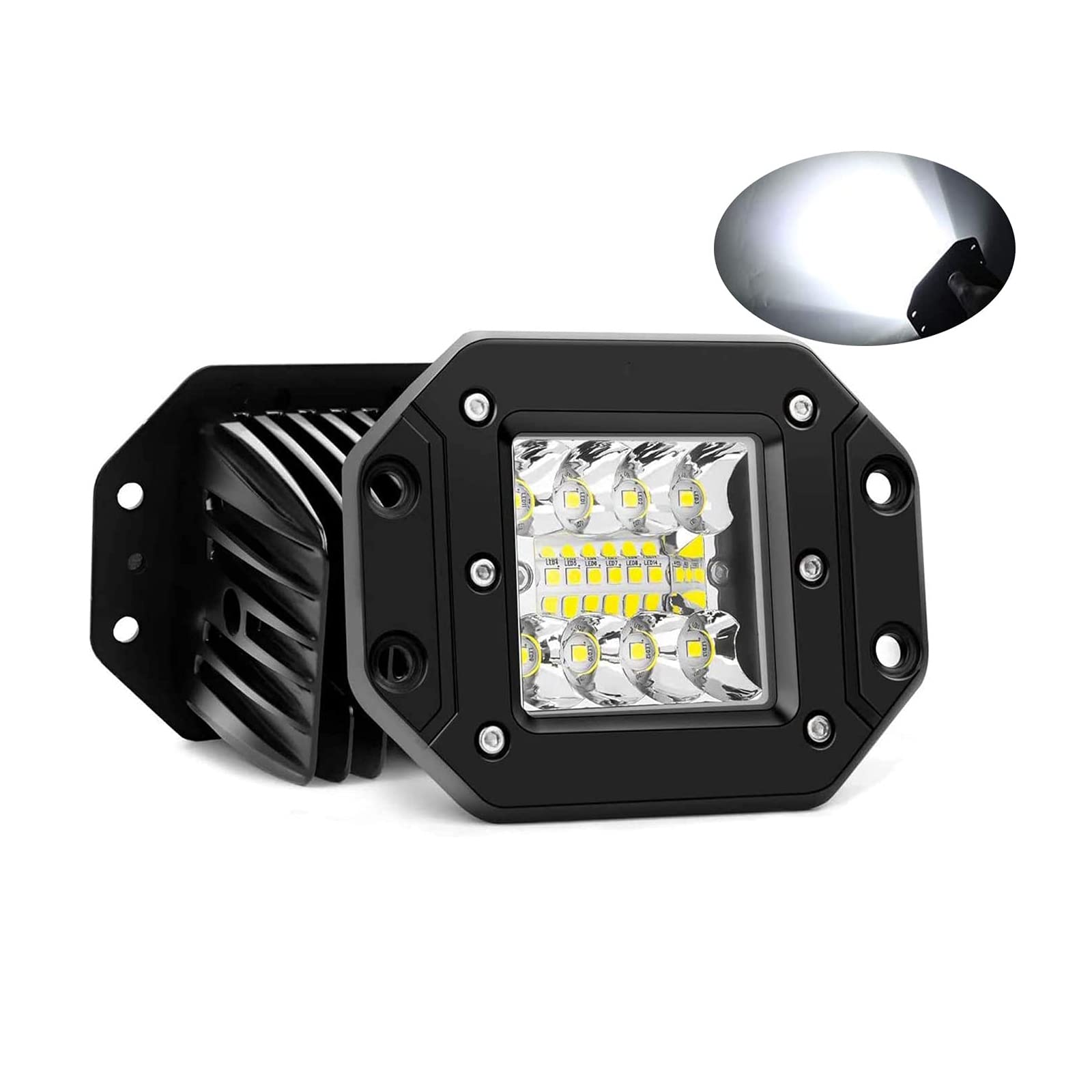 SKYWORLD Zusatzscheinwerfer, 2pcs 3 Zoll 7.6 cm LED Arbeitslichtleiste Unterputz Flush Mount Spot LED Pods Würfel für Offroad ATV UTV UAZ 4x4 Auto Auto Fahren Nebelscheinwerfer Auto 12V 24V von SKYWORLD