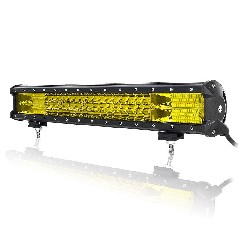 SKYWORLD led arbeitsscheinwerfer bar, Dreireihig 20 Zoll 50cm 288W Scheinwerfer Flut Combo Offroad Beleuchtung für 4x4 SUV ATV UTV Auto traktor Wasserdicht 12V 24V Gelb LED Zusatzscheinwerfer Bar von SKYWORLD