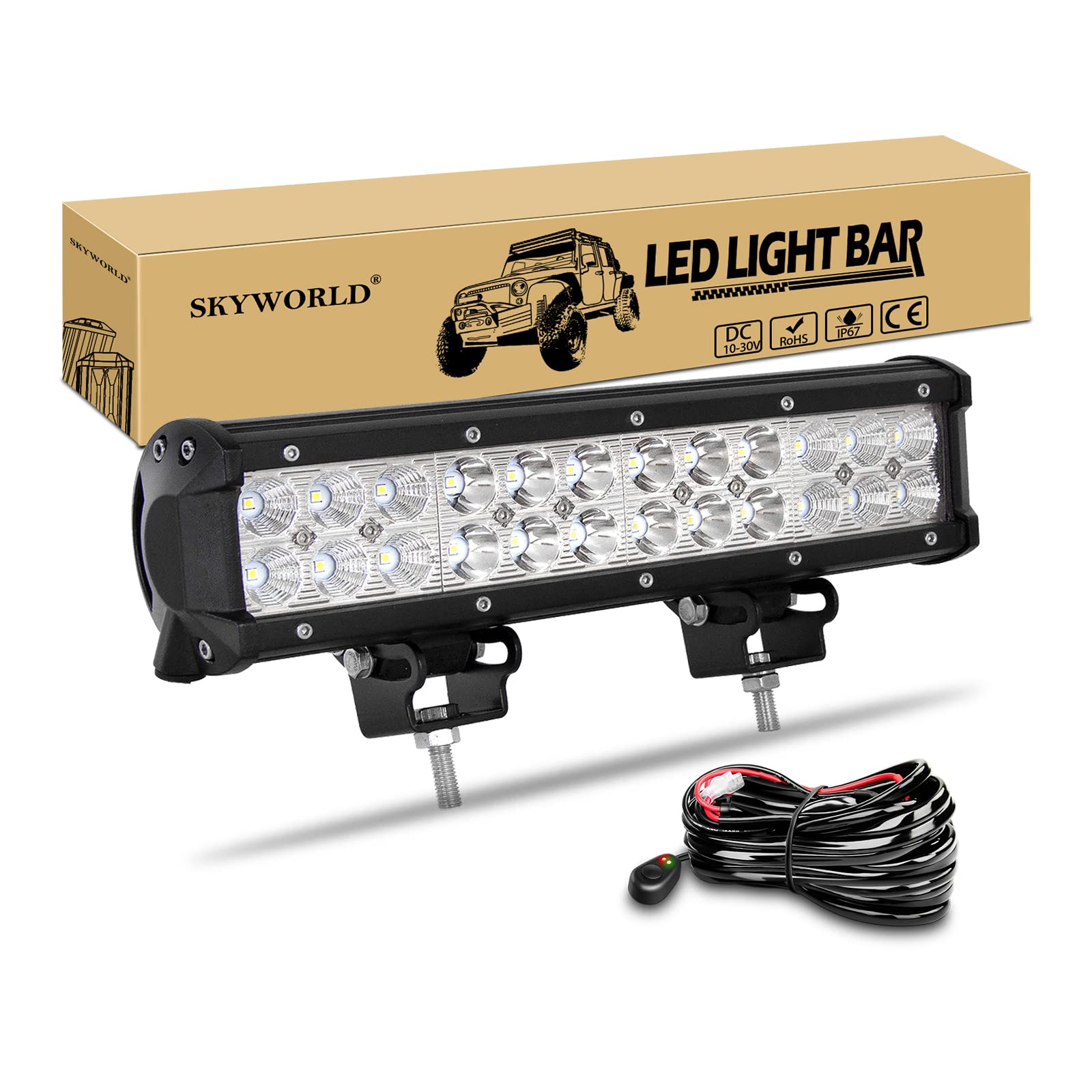 SKYWORLD led zusatzscheinwerfer bar, Zweireihiges 12 Zoll Scheinwerfer Flutlicht Combo offroad scheinwerfer mit Kabelbaumsatz für 4x4 LKW Auto SUV Traktor Traktoren Arbeitsleuchte Offroad (30.8cm 72W) SKYWORLD led zusatzscheinwerfer bar, Zweireihiges 12 Zoll Scheinwerfer Flutlicht Combo offroad scheinwerfer mit Kabelbaumsatz für 4x4 LKW Auto SUV Traktor Traktoren Arbeitsleuchte Offroad (30.8cm 72W) von SKYWORLD