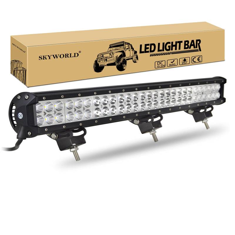 SKYWORLD LED Arbeitsscheinwerfer Bar 25 zoll 64cm 162W Zusatzscheinwerfer 12V 24V Auto Scheinwerfer Offroad Flutlicht Spotlight für LKW Auto ATV UTV SUV 4x4 von SKYWORLD