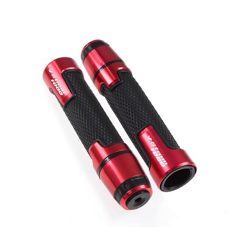 SLMPXSGH 7/8 Zoll 22 Mm Lenkergriff Endgriffabdeckung Für Suzuki V-Strom 1000 Motorradlegierung Griff Verschleißfest Und rutschfest (Red) von SLMPXSGH