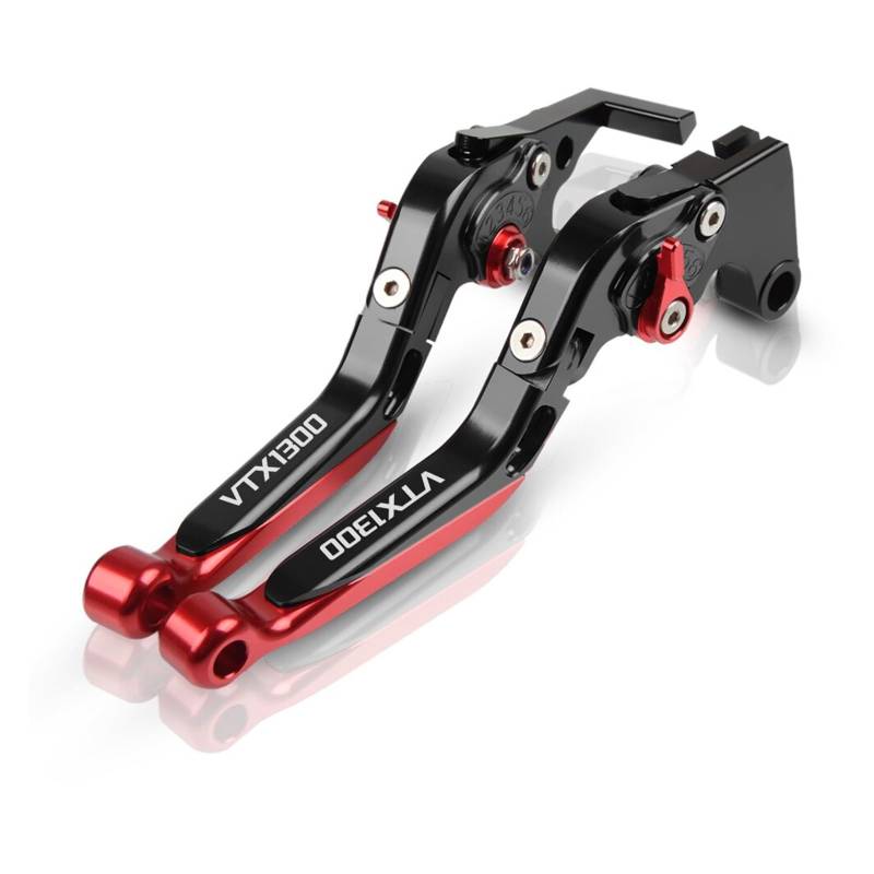 SLMPXSGH Für Honda VTX1300 2003 2004 2005 2006 2007 2008 Motorrad Einstellbare Faltbare Ausziehbare Bremse Kupplung Hebel Griff(Red) von SLMPXSGH