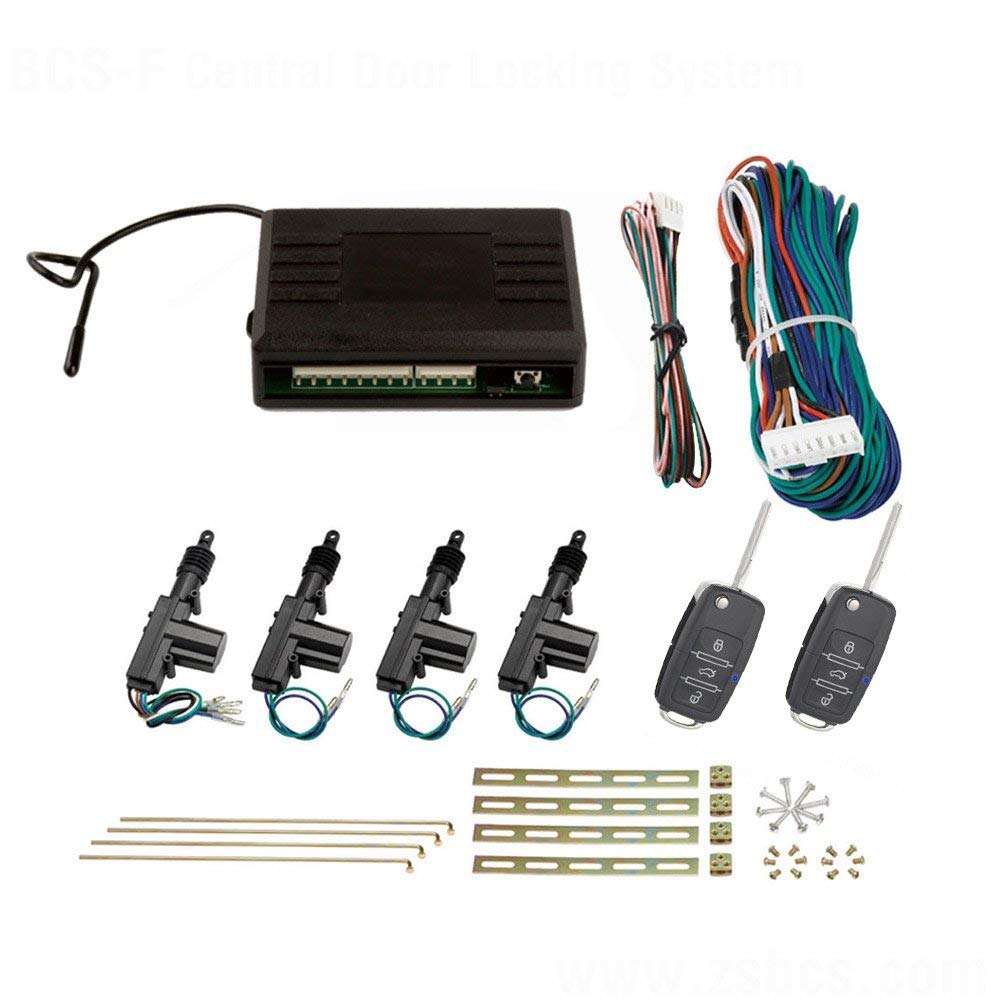 SLPRO Zentralverriegelung Komplett Set, 4-türig, incl. 2 Klappschlüssel mit Funk, 4 Stellmotoren von SLPRO