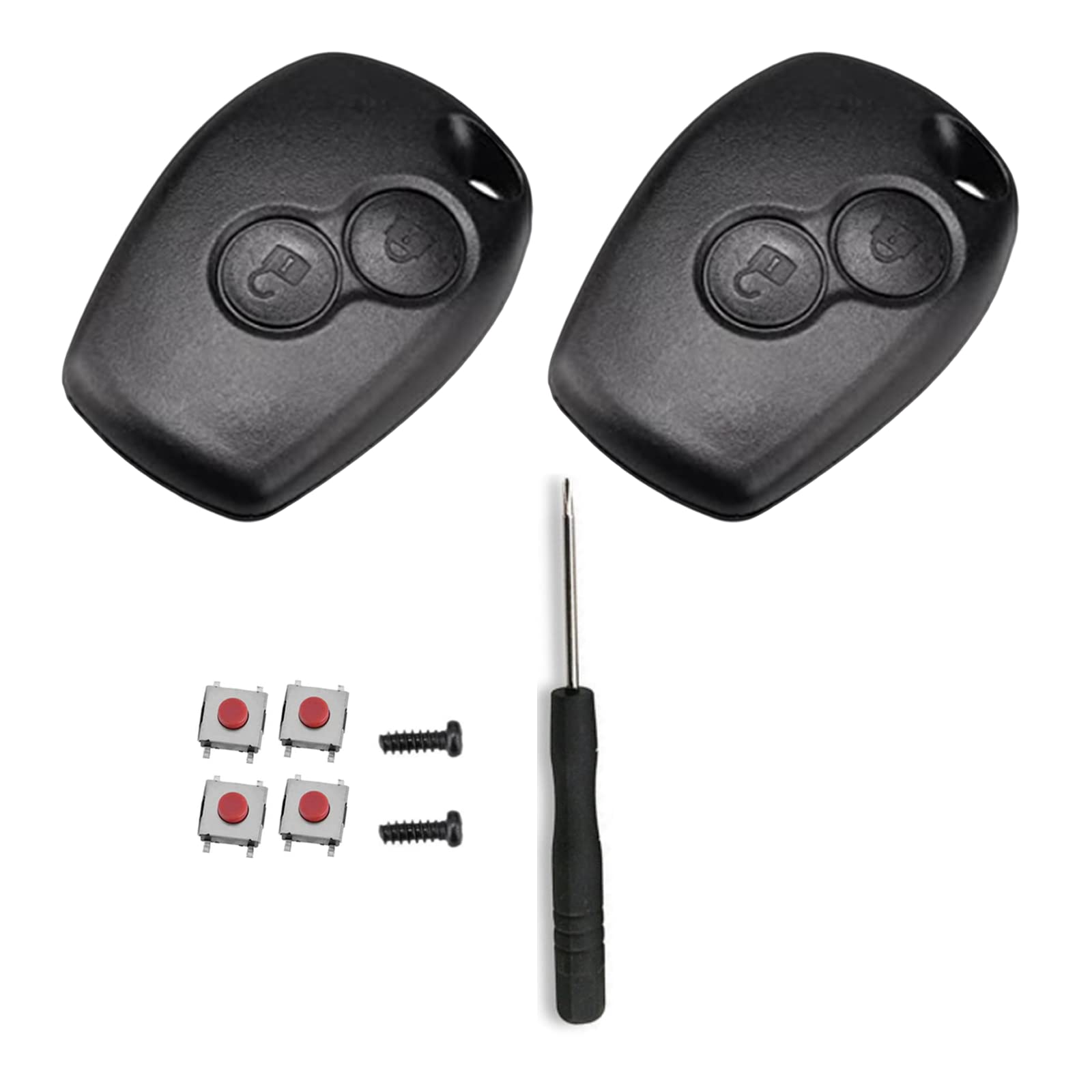 SLshiBo 2 Pack Renault Schlüssel Gehäuse 2 Tasten Autoschlüssel Gehäuse mit 4 Mikrotaster Taster und Schraubendreher Kompatibel mit Renault Kangoo Modus Clio Master Trafic Twingo Switch und Dacia SLshiBo 2 Pack Renault Schlüssel Gehäuse 2 Tasten Autoschlüssel Gehäuse mit 4 Mikrotaster Taster und Schraubendreher Kompatibel mit Renault Kangoo Modus Clio Master Trafic Twingo Switch und Dacia von SLshiBo