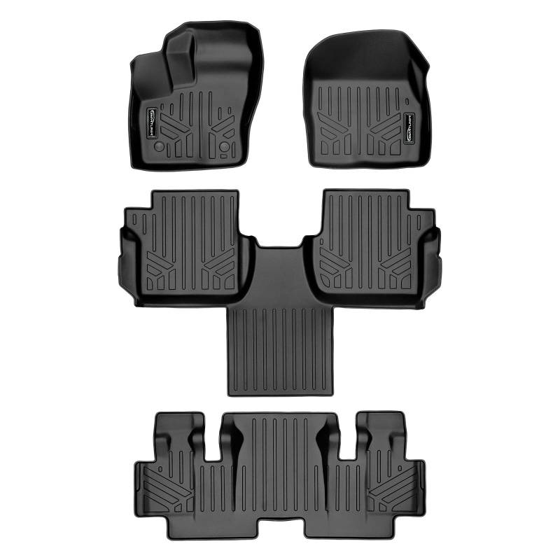 SMARTLINER 3-reihiges Fußmatten-Set für 2014–2020 Transit Connect 2. Reihe Schalensitze mit Teppichboden (Langer Radstand) von SMARTLINER