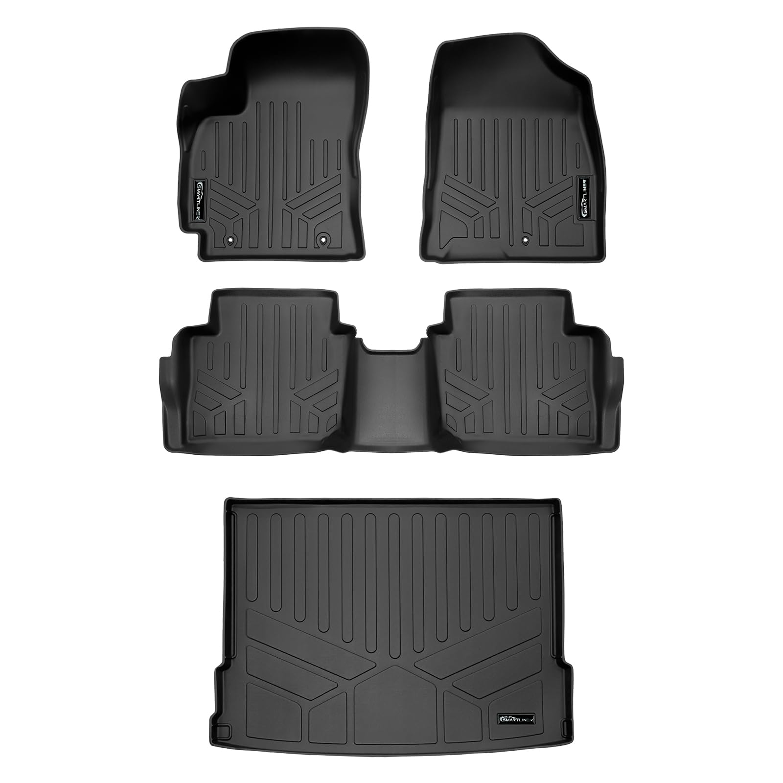 SMARTLINER Allwetterschutz, passgenau, schwarz, 2-reihig, Fußmatten und Kofferraumwanne, kompatibel mit Hyundai Kona 2024 von SMARTLINER