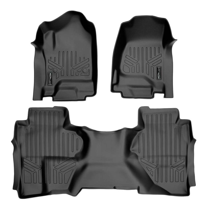 SMARTLINER Custom Fußmatten 2-reihig Liner Set schwarz für Double Cab 2014-2018 Silverado/Sierra 1500-2015-2019 2500/3500 HD von SMARTLINER