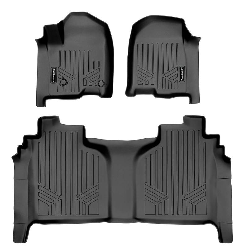SMARTLINER Fußmatten 2 Reihen Liner Set Schwarz Kompatibel mit 2019-2022 1500 Silverado/Sierra Crew Cab - 2020-2022 2500/3500 HD Crew Cab von SMARTLINER