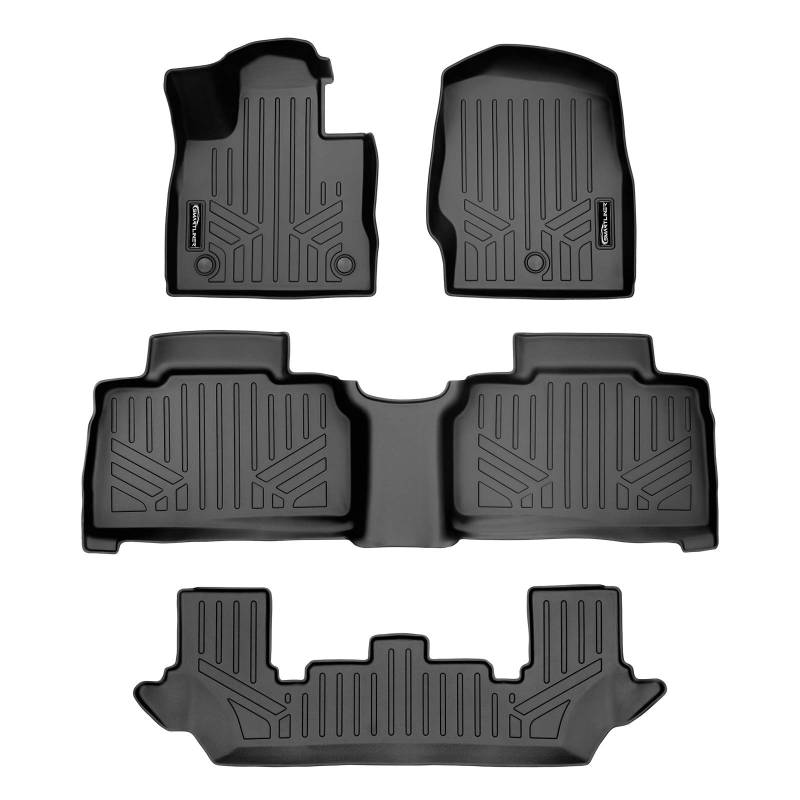 SMARTLINER Fußmatten 3 Reihen Liner Set Schwarz Kompatibel mit 2020-2023 Kompatibel mit Ford Explorer Passend für 6 und 7 Beifahrermodelle mit 2. Reihe Banksitzen von SMARTLINER