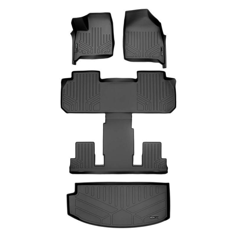 SMARTLINER Fußmatten 3 Reihen und Cargo Liner Hinter 3. Reihe Set Schwarz für 2018-2019 Buick Enclave mit 2. Reihe Schalensitzen von SMARTLINER