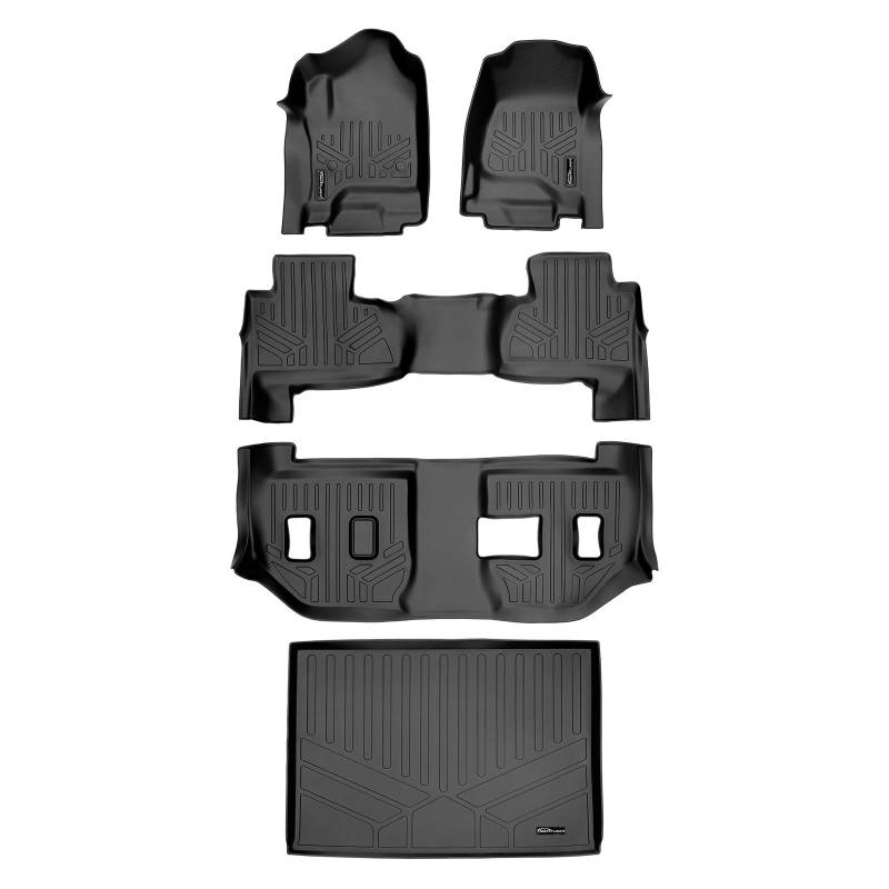 SMARTLINER Fußmatten 3 Reihen und Cargo Liner hinter der 3. Reihe Set, kompatibel mit 2015-2020 Suburban/Yukon XL (mit 2. Reihe Sitzbank) von SMARTLINER