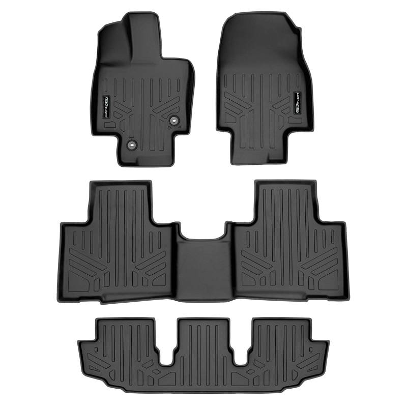 SMARTLINER Fußmatten 3-reihig Liner Set Schwarz Kompatibel mit 2020-2022 Highlander (Passt mit 2. Reihe Bank oder Schalensitze mit Mittelkonsole) von SMARTLINER