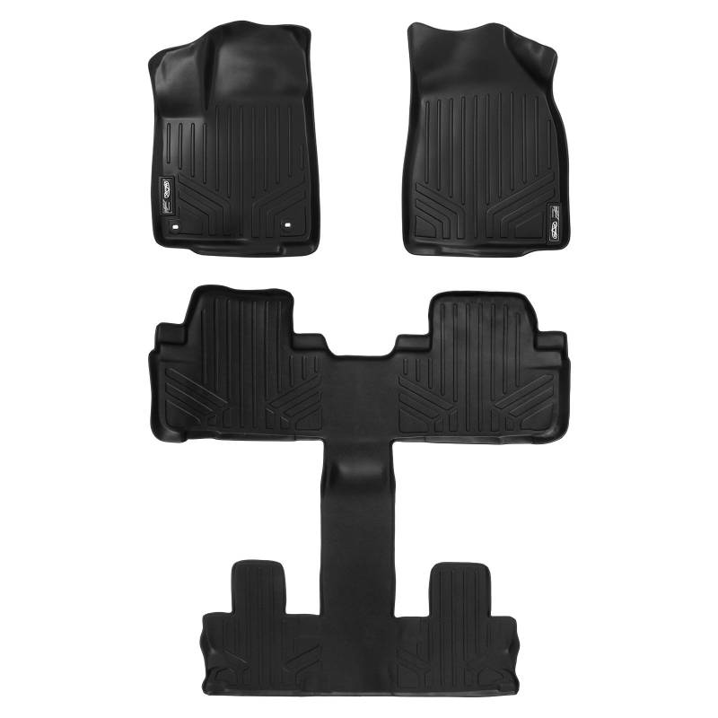 SMARTLINER Fußmatten 3-reihig Liner Set schwarz kompatibel mit Toyota Highlander 2014–2019 mit 2. Reihe Schalensitze (Keine Hybrid-Modelle) von SMARTLINER
