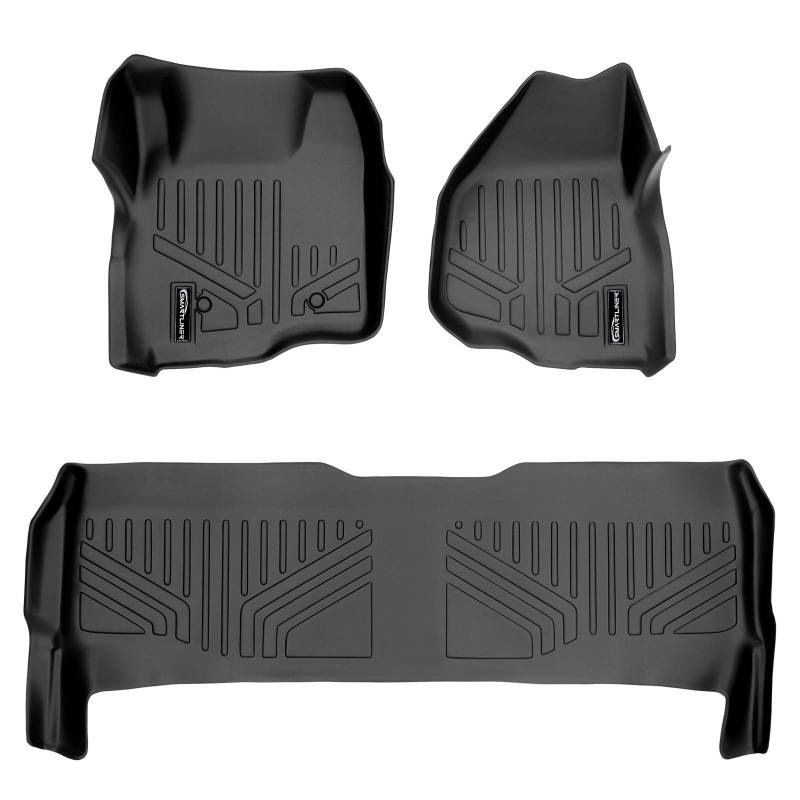 SMARTLINER Fußmatten Liner Set Schwarz für 2011-2012 F-250/F-350/F-450/F-550 Super Duty Crew Cab mit gedrückten Fahrerseitenpedal. von SMARTLINER
