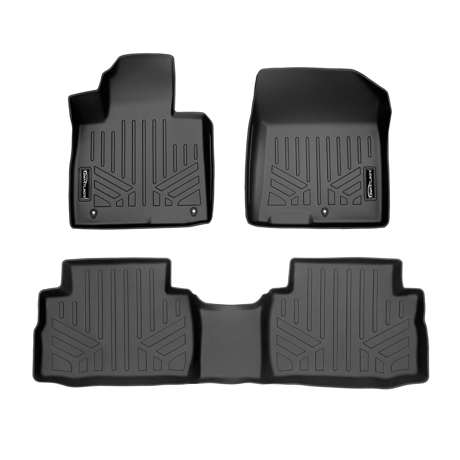 SMARTLINER Passgenaue Allwetter-Bodenmatten-Set, schwarz, 2-reihig, kompatibel mit Hyundai Santa Fe 2021–2023 von SMARTLINER