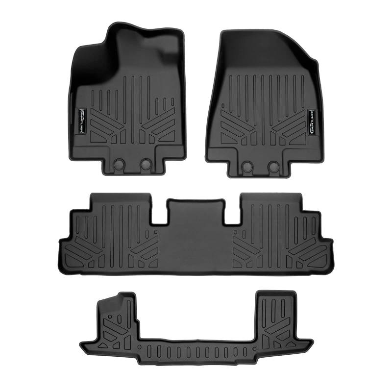 SMARTLINER Passgenaue Fußmatten, 3-reihiges Auskleidungs-Set, schwarz, kompatibel mit Nissan Pathfinder 2022-2023 (nur 7 Beifahrermodelle) von SMARTLINER