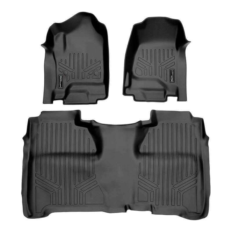 SMARTLINER Passgenaue Fußmatten 2-reihig Liner Set schwarz für Crew Cab 2014-2018 Silverado/Sierra 1500-2015-2019 2500/3500 HD von SMARTLINER