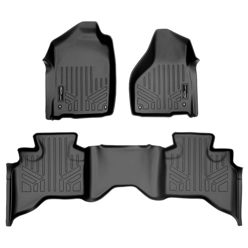 SMARTLINER Passgenaue Fußmatten 2-reihig Liner Set schwarz kompatibel mit 2012-2022 RAM 1500 Quad Cab von SMARTLINER
