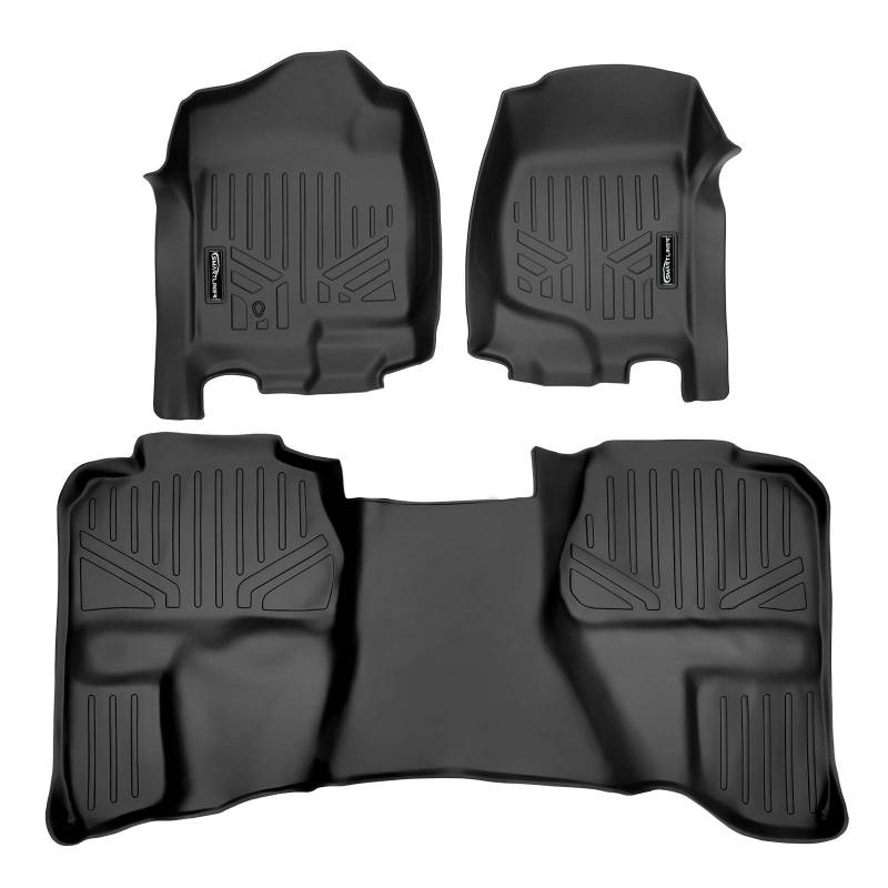 SMARTLINER Passgenaue Fußmatten 2-reihig Set schwarz für 2007-2013 Silverado/Sierra 1500/2500/3500 HD Extended Cab von SMARTLINER
