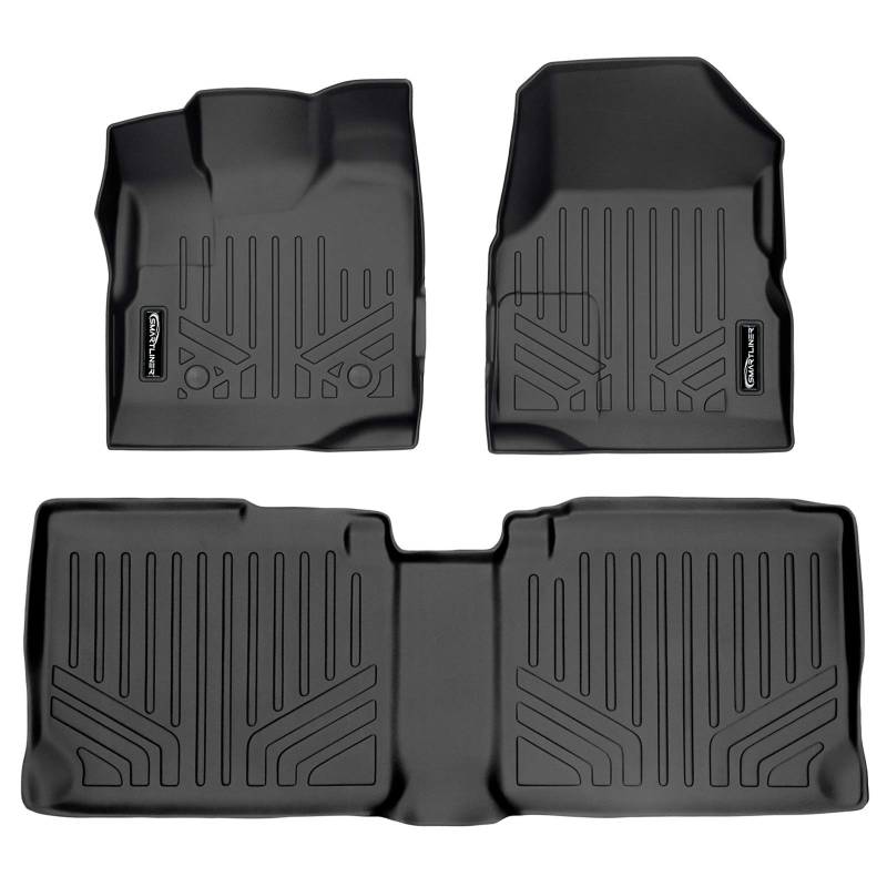 SMARTLINER Passgenaue Fußmatten 2-reihig Set schwarz für 2011-2017 Chevy Equinox/GMC Terrain mit doppelten Bodenpfosten vorne von SMARTLINER