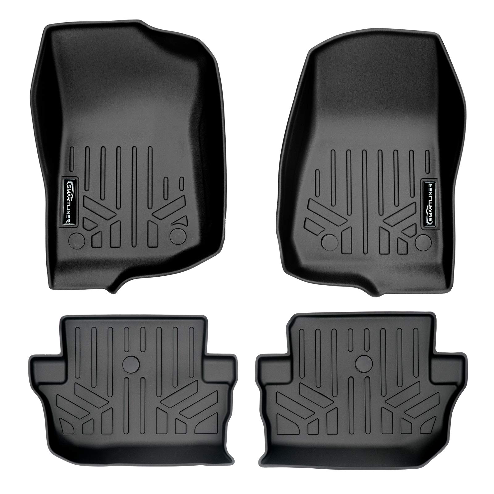 SMARTLINER Passgenaue Fußmatten 2-reihig Set schwarz für Jeep Wrangler 2018-2020 2-Türer (JL New Body Style – Nicht JK) von SMARTLINER