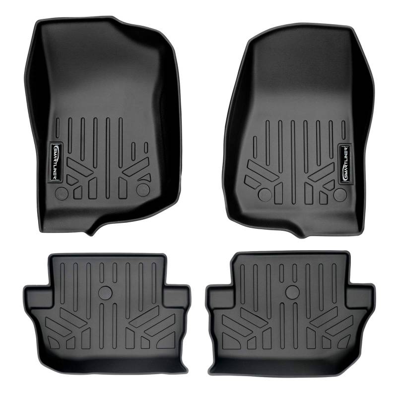 SMARTLINER Passgenaue Fußmatten 2-reihig Set schwarz für Jeep Wrangler 2018-2020 2-Türer (JL New Body Style – Nicht JK) von SMARTLINER