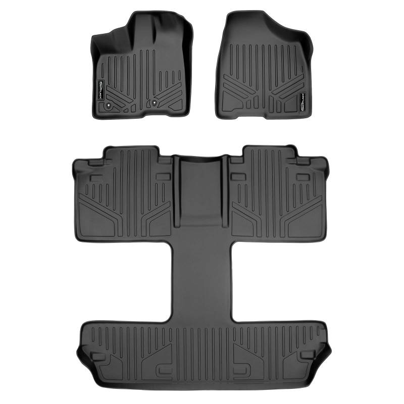 SMARTLINER Passgenaue Fußmatten 3 Reihen Liner Set schwarz für Toyota Sienna 7 Beifahrermodell 2011-2012 von SMARTLINER