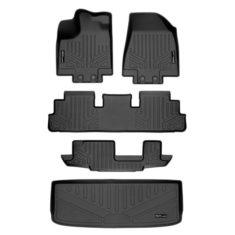 SMARTLINER Passgenaue Fußmatten 3 Reihen und Cargo Liner hinter 3. Reihe Set schwarz kompatibel mit 2022-2023 Nissan Pathfinder (nur 8 Beifahrermodelle) von SMARTLINER