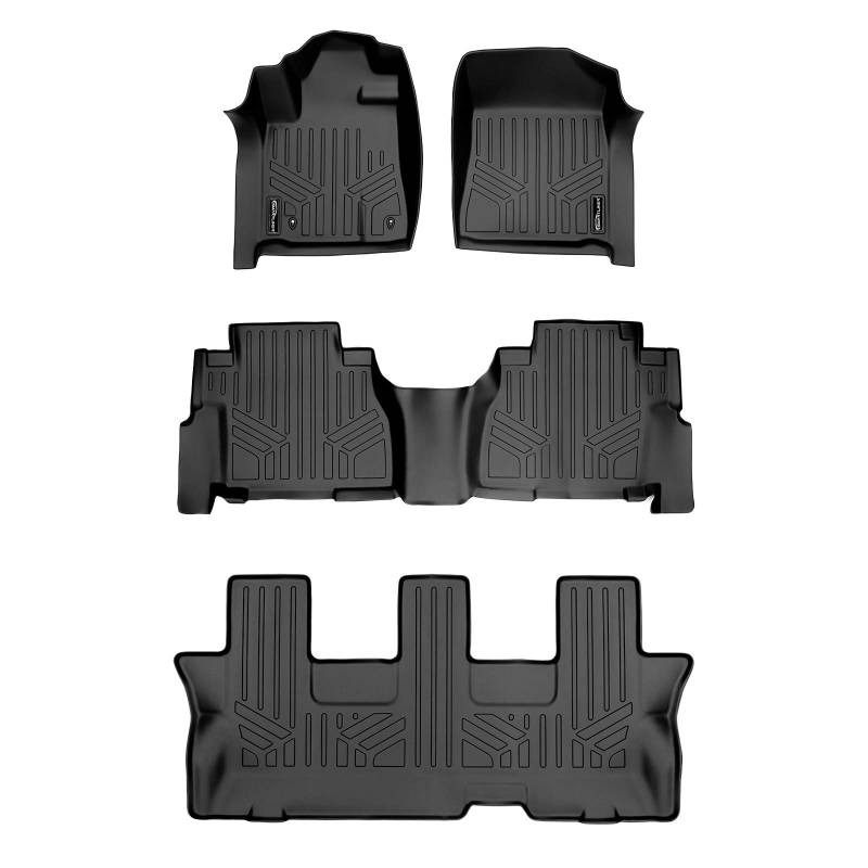 SMARTLINER Passgenaue Fußmatten 3-reihig Liner Set Schwarz für Toyota Sequoia 2008-2011 mit Sitzbank von SMARTLINER