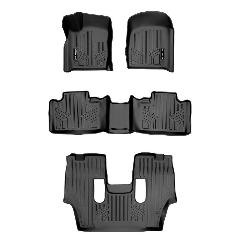SMARTLINER Passgenaue Fußmatten 3-reihig Liner Set schwarz für 2016-2019 Dodge Durango mit 2. Reihe Schalensitzen von SMARTLINER