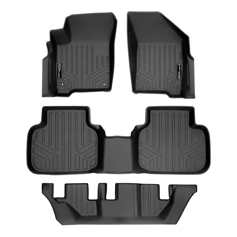 SMARTLINER Passgenaue Fußmatten 3-reihig Set schwarz für 2012-2018 Dodge Journey mit 1. Reihe Dual Floor Haken von SMARTLINER