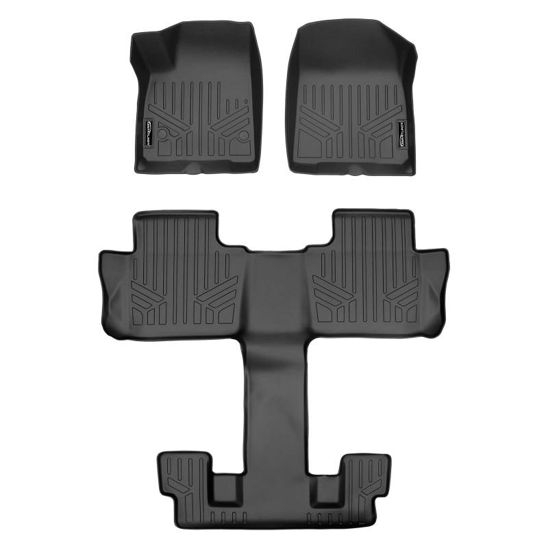 SMARTLINER Passgenaue Fußmatten 3-reihig Set schwarz für 2017-2021 GMC Acadia mit 2. Reihe Schalensitzen von SMARTLINER