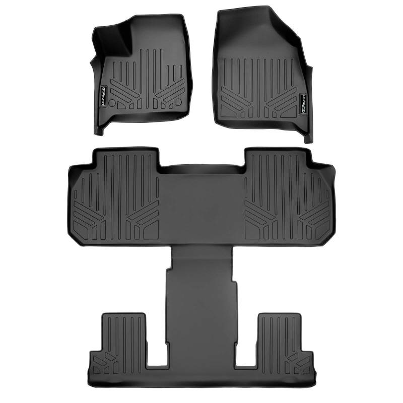 SMARTLINER Passgenaue Fußmatten 3-reihig Set schwarz für 2018-2019 Buick Enclave mit 2. Reihe Schalensitzen von SMARTLINER