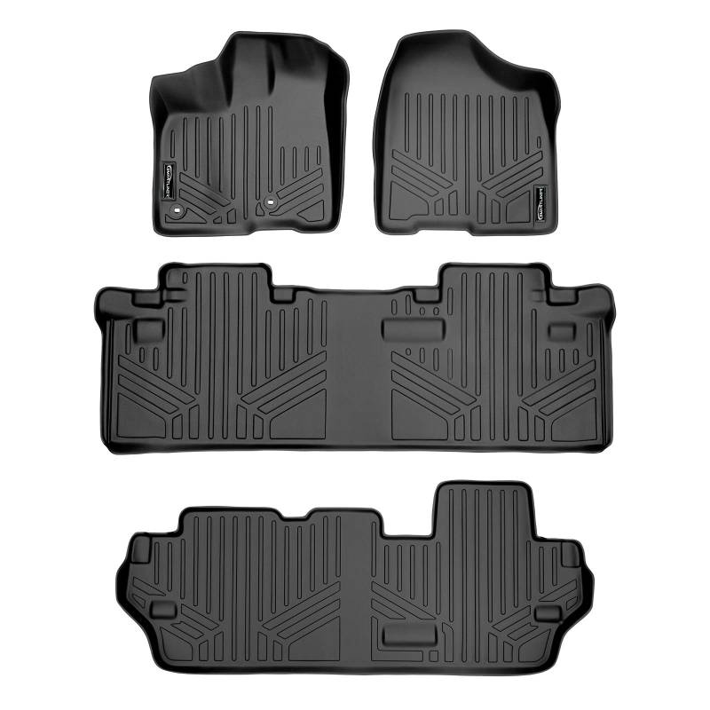 SMARTLINER Passgenaue Fußmatten 3-reihig Set schwarz für Toyota Sienna 8 Passagiermodell 2013-2020 von SMARTLINER