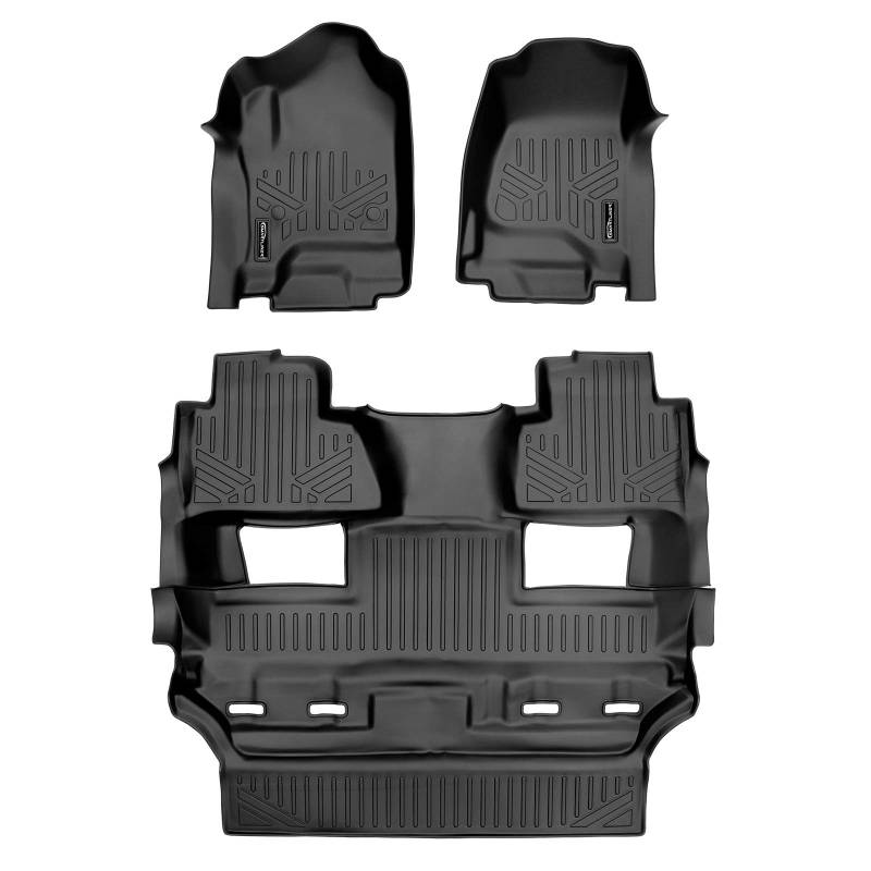 SMARTLINER - SA0136/B0444 Fußmatten 2-reihig Set schwarz für Crew Cab für 2015 Chevy Tahoe/GMC Yukon mit 2. Reihe Schalensitzen von SMARTLINER