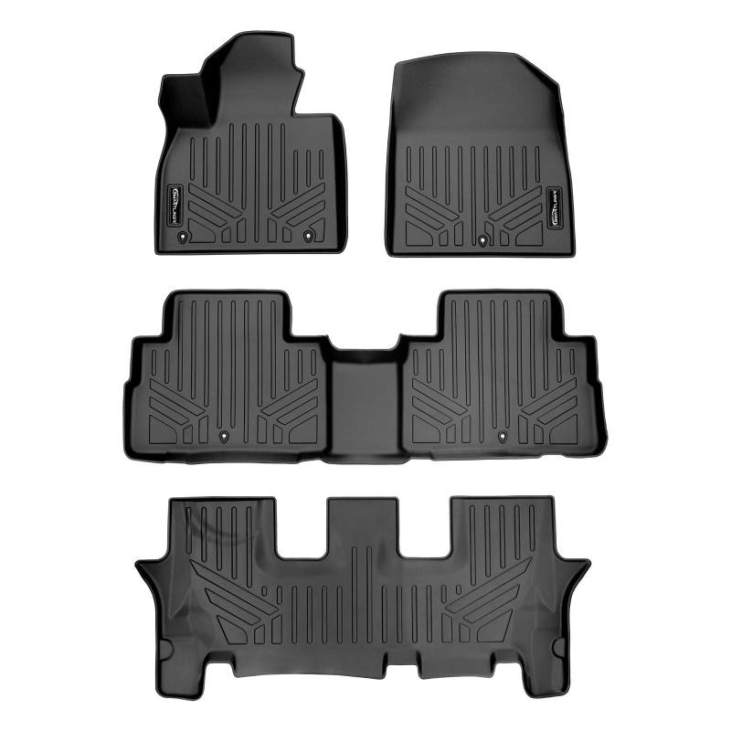 SMARTLINER - SA0472/B0472/C0417 3-reihige Fußmatten für Hyundai Palisade 2020–2021 passend für Bank- und Schalensitze, schwarz von SMARTLINER