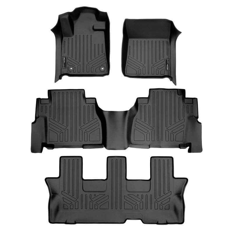 SMARTLINER passgenaue Fußmatten 3-reihig Liner Set schwarz für 2012-2019 Toyota Sequoia mit zweiter Sitzbank von SMARTLINER